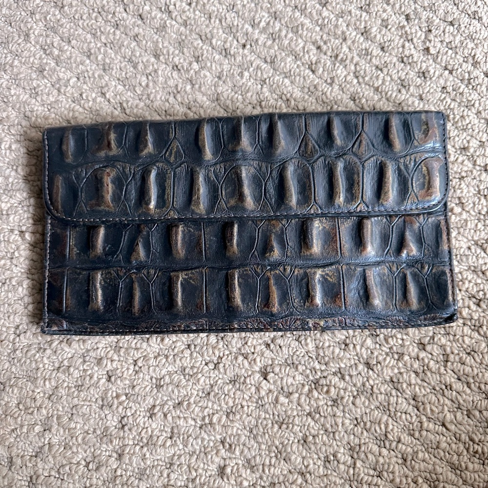 Faux Croc Black Metallic Wallet Card Case